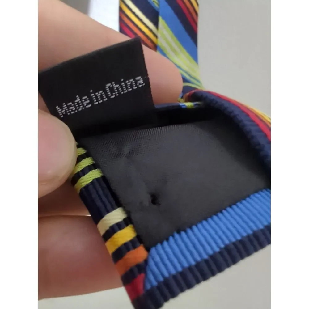 Luciano Versi Mens Silk‎ Tie Multi Color Diagonal Stripe Navy Blue Hand Made
